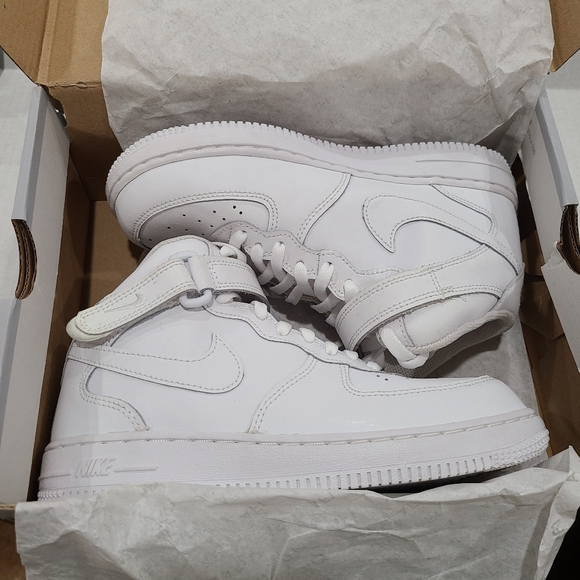 Nike Air Force 1 Mid PS Sneaker Triple White 3Y - Picture 3 of 7